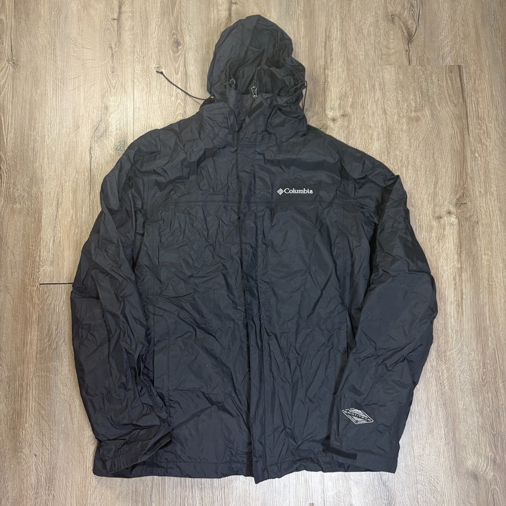 Columbia Mens Watertight II Rain Jacket Black Medium Waterproof Hooded RM2433